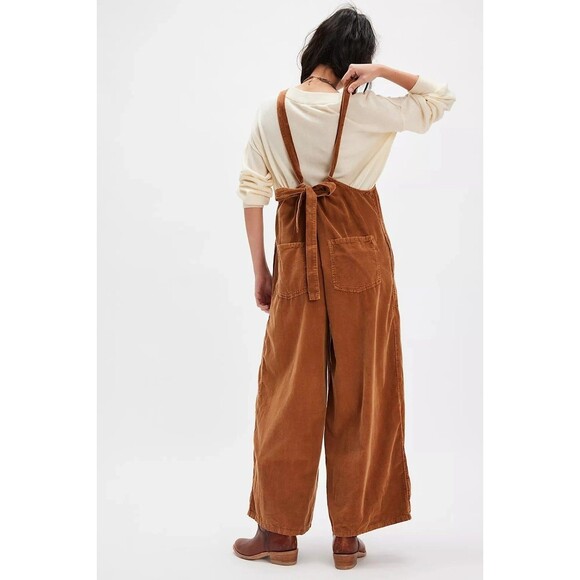 Free People We The Free Freebird Cord Jumpsuit Wide Leg Cotton Cozy S New 284588 - Picture 2 of 8
